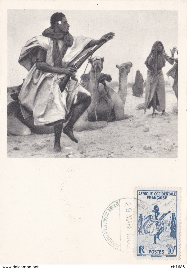 MAURITANIE  :  Carte IONYL  .  Danse Des Fusils  . Série AOF  .  Oblitération Dakar - Mauritania