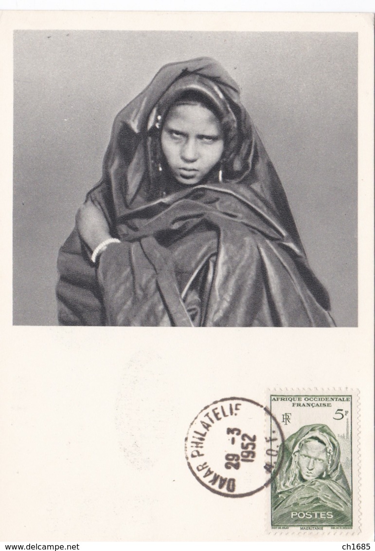 MAURITANIE  :  Carte IONYL  .  Femme De La Tribu Des Ouled-Ahmed-Ben-Daman  . Série AOF  .  Oblitération Dakar - Mauritanie