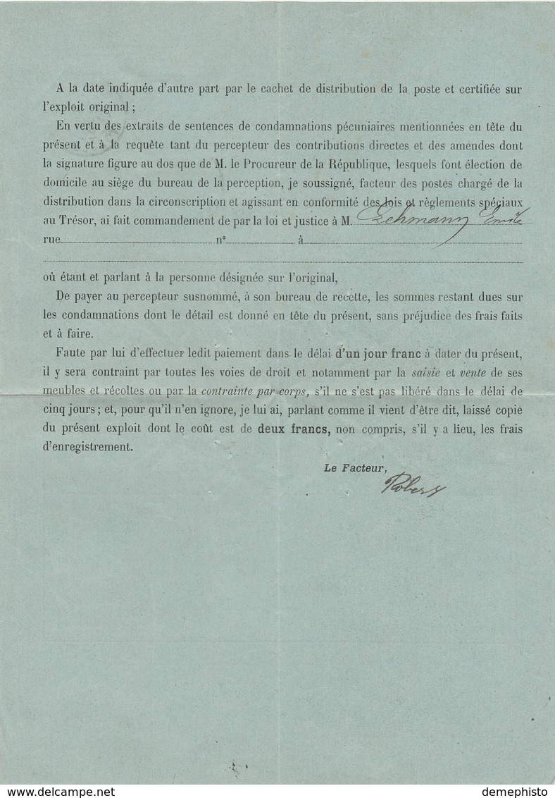 Recouvrement En Recommandé De Gerardmer - 1877-1920: Période Semi Moderne