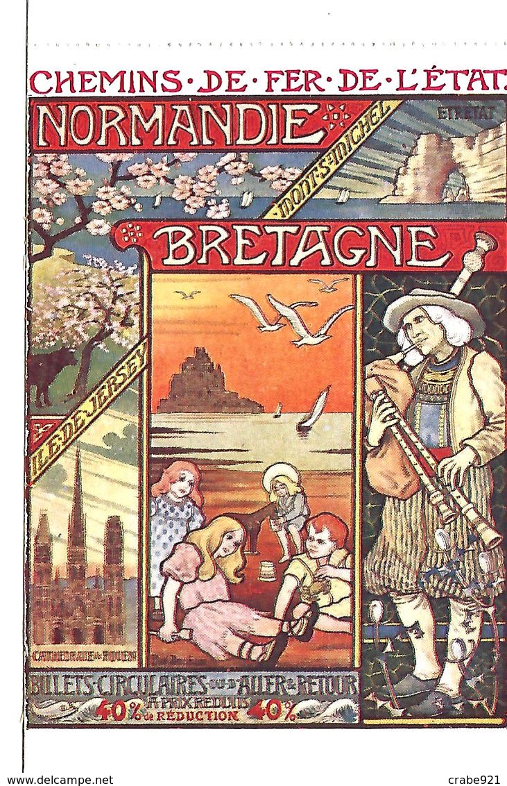 8 CPA  Chemin de Fer de l'Etat Voyages à Prix Reduits, Bretagne et Normandie avec CARNET DE 16 PAGES   TRES  RARE