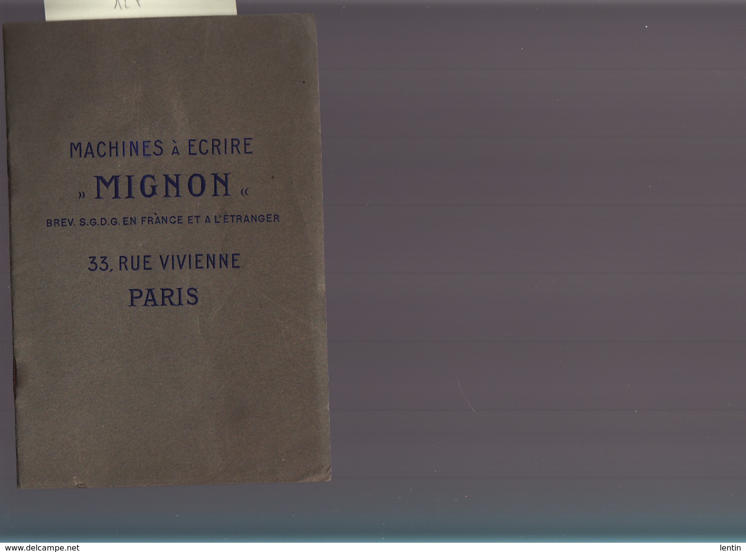 Machines A écrire Mignon / Plaquette Publicitaire / Circa 1910 - Publicités