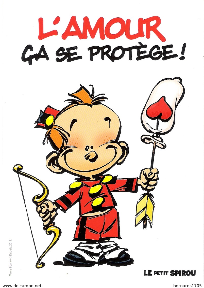 TOME & JANRY . CP "PETIT SPIROU" - L'AMOUR CA SE PROTEGE (2018) - Cartes Postales