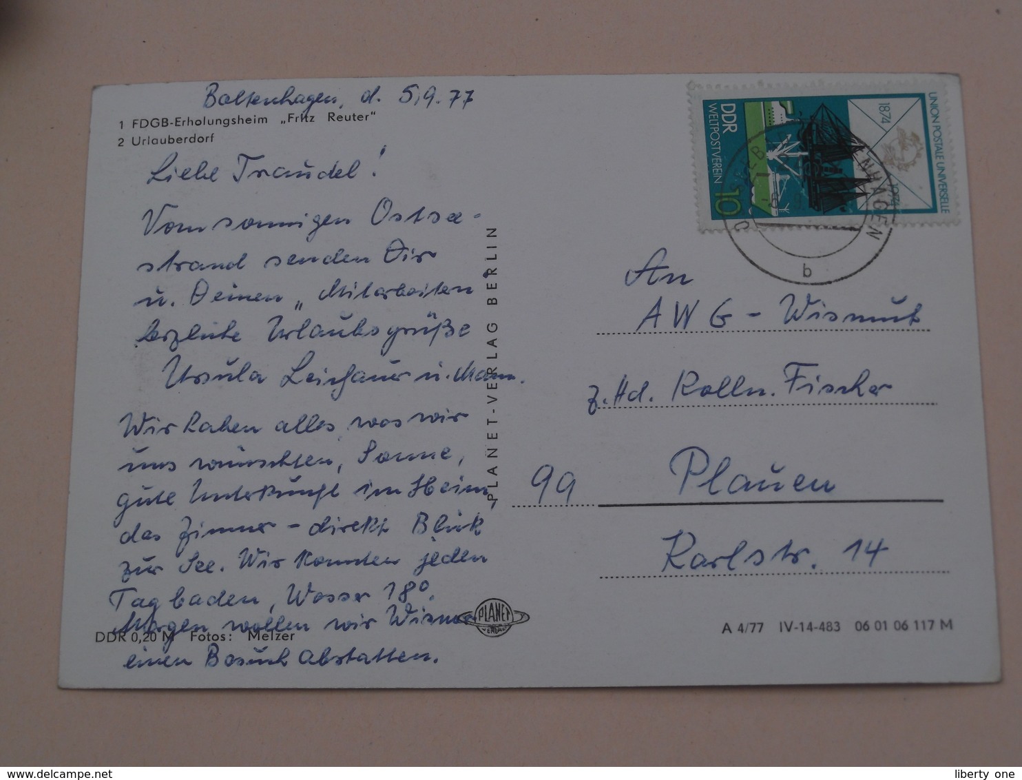 Fritz Reuter ( Planet ) Anno 1977 ( Zie / Voir / See Photo ) ! - Boltenhagen