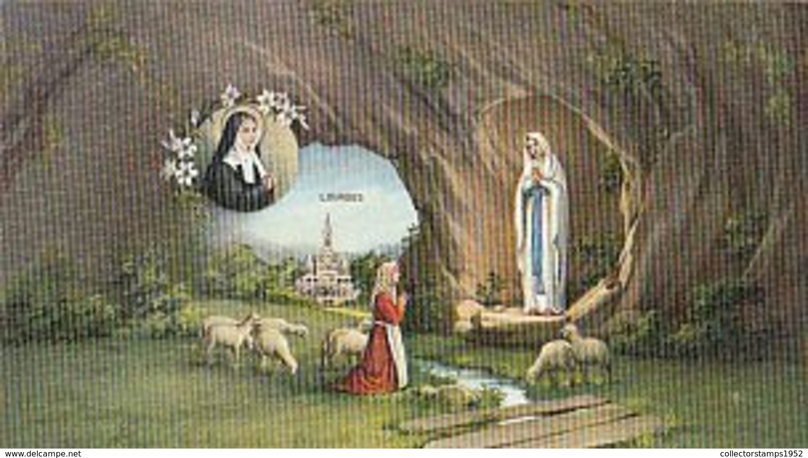 76985- OUR LADY OF LOURDES, VIRGIN MARY, SHEPHERDESS, SHEEPS, GROTTO, CHRISTIANITY, RELIGION - Vergine Maria E Madonne