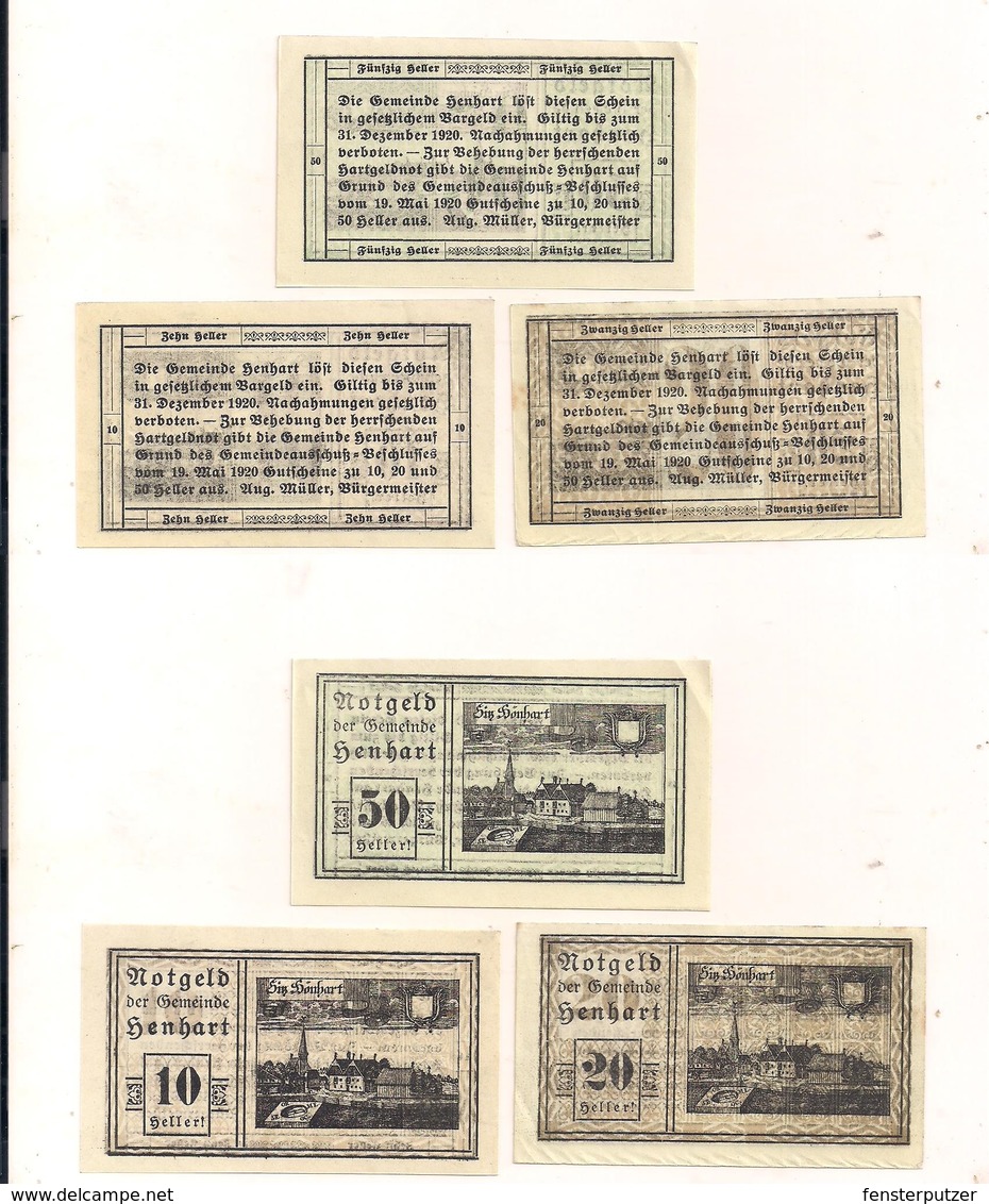 3 Notgeldscheine Henhart  10, 20 + 50 H - Mezclas - Billetes