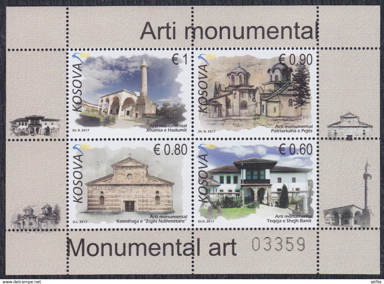 Kosovo 2017 Monuments, Block, MNH (**) Michel 395-398 Block 43 - Kosovo