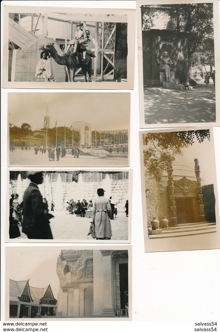 Lot De 6 Photos Amateurs - Exposition Paris 1931 - Chameau, ... - Lieux