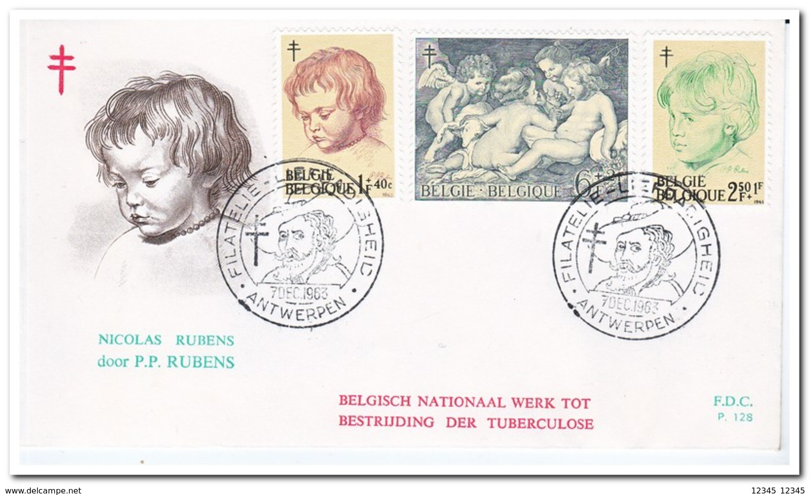 België 1963, FDC 127-128, Tuberculosis, Painting Of Peter Paul Rubens - 1961-1970