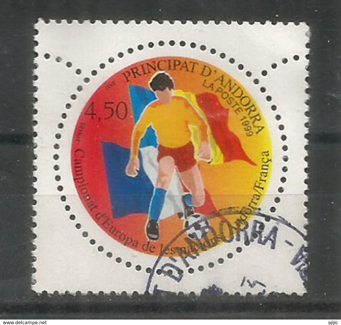 ANDORRA. Championnat Europe Des Nations 1999 , Un Timbre Rond Oblitéré.1 ère Qualité. - Used Stamps