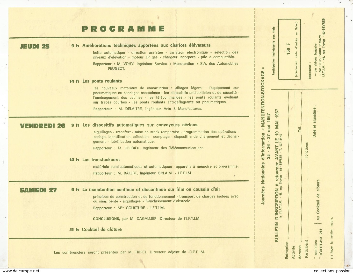 Programme , 12 E Salon International De La Manutention ,1967,C.N.I.T.,PUTEAUX ,2 Scans ,3 Pages ,frais Fr 1.65 E - Programme