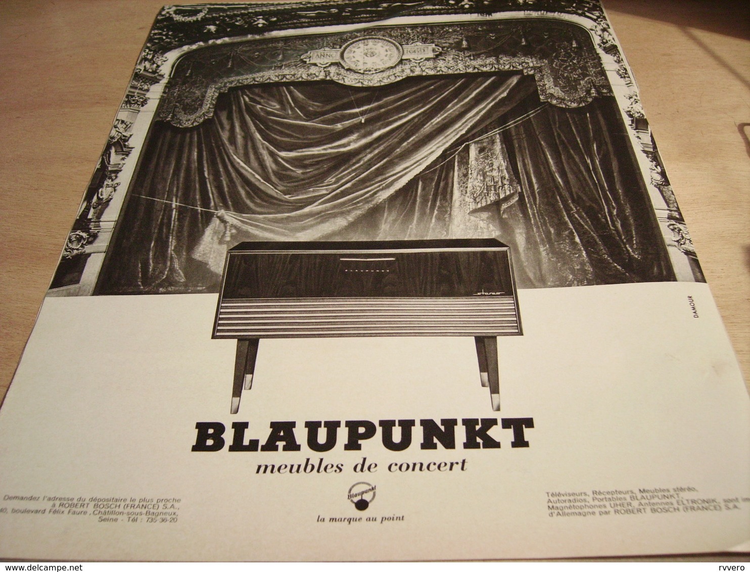 ANCIENNE   PUBLICITE MEUBLE DE CONCERT BLAUPUNKT  1965 - Autres & Non Classés