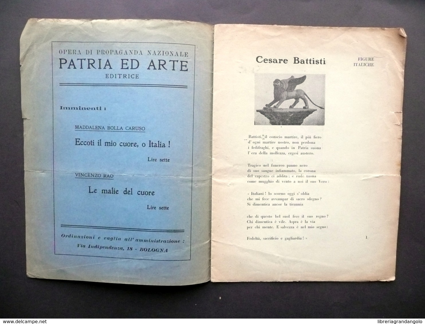 Figure Italiche Num. 18 Maddalena Bolla Caruso Patria Ed Arte Bologna Anni '30 - Non Classificati