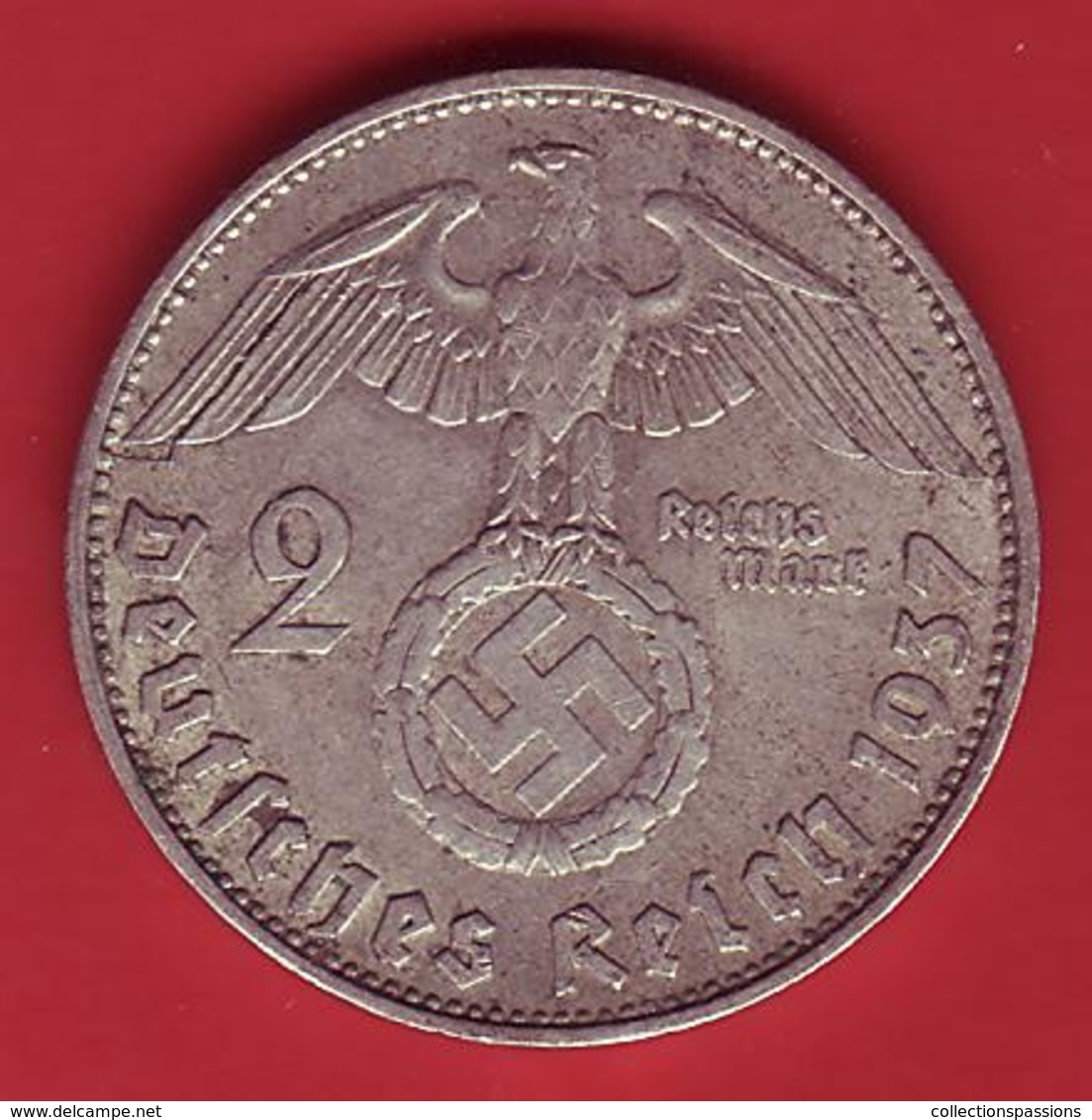 - ALLEMAGNE - Troisième Reich - 2 Reichsmark - 1937 D - Argent - - 2 Reichsmark