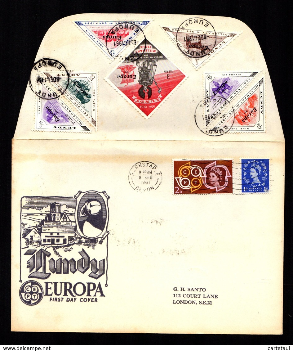 EUROPA CEPT 1961 GB  LUNDY Island On Cover 8 DEC 1961  2 Scan - 1961