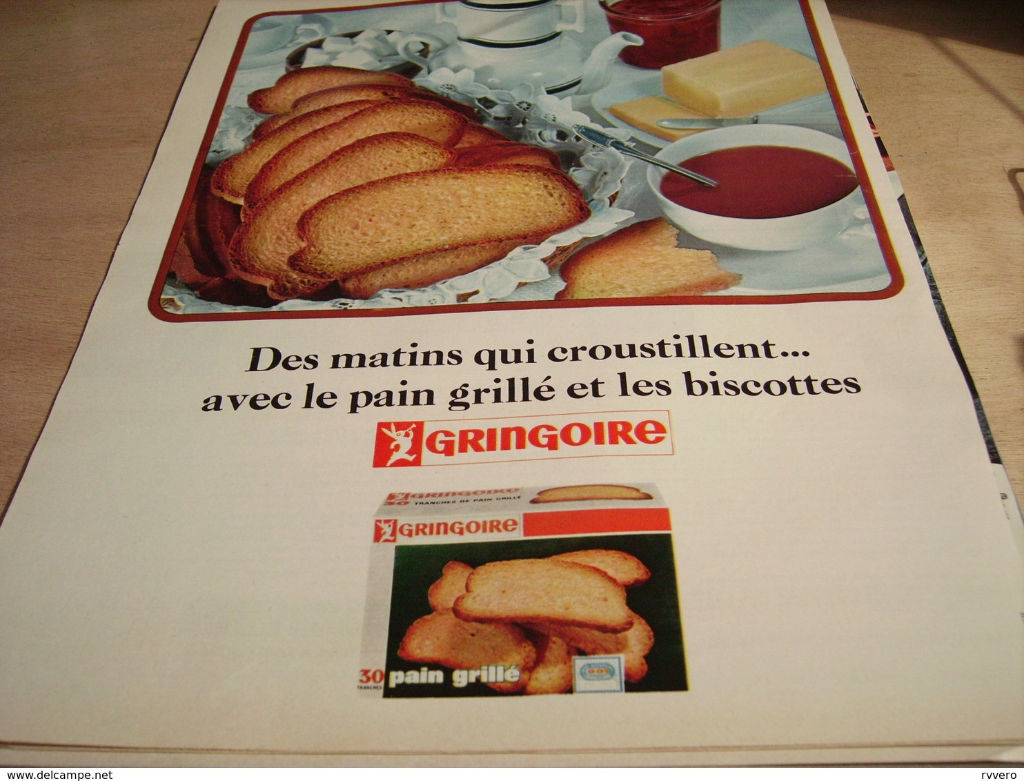 ANCIENNE PUBLICITE PAIN GRILLE ET BISCOTTE GRINGOIRE 1965 - Publicités