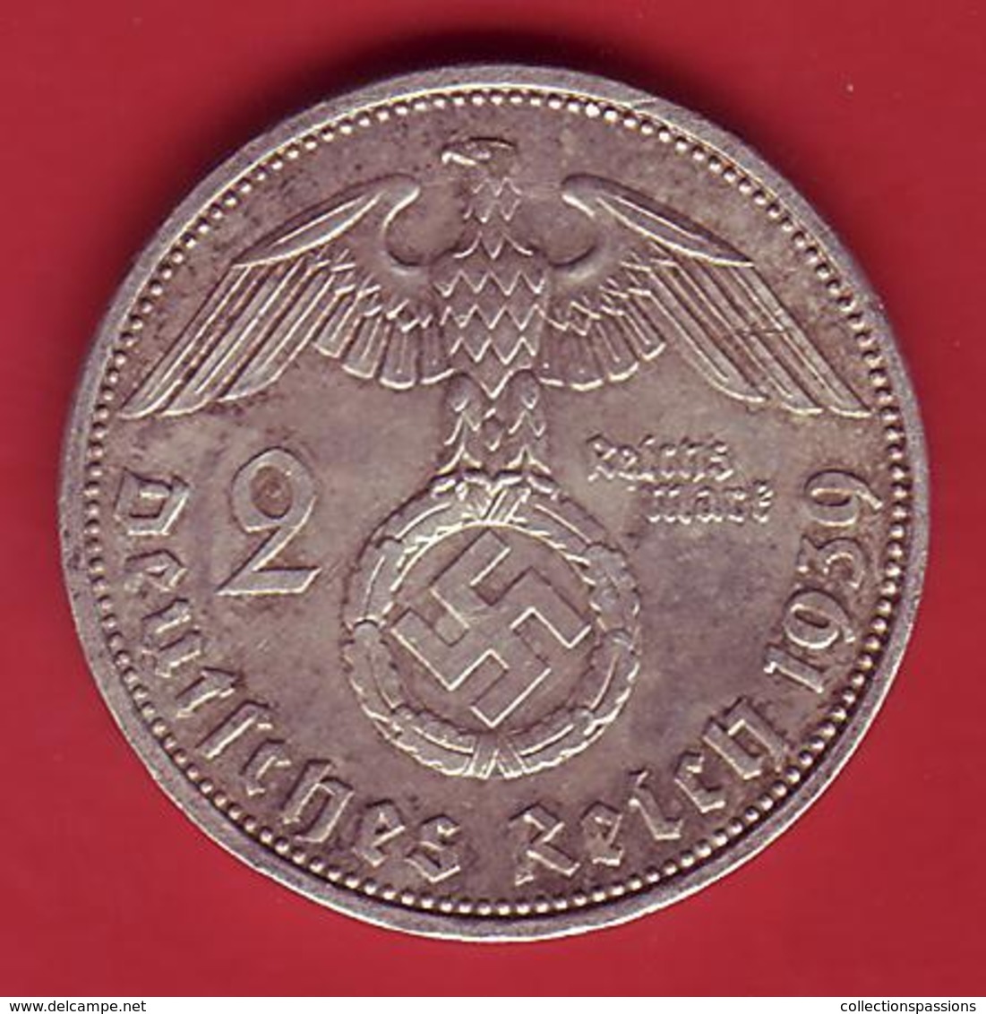 - ALLEMAGNE - Troisième Reich - 2 Reichsmark - 1939 A - Argent - - 2 Reichsmark