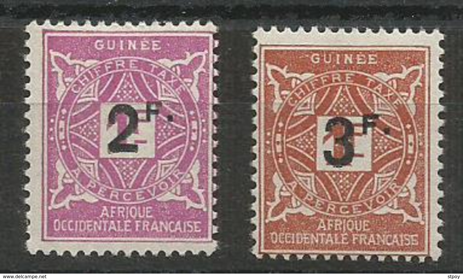 Guinée 1927 Yv. TT 24-25 ** XX Ornement Surchargés - Nuevos