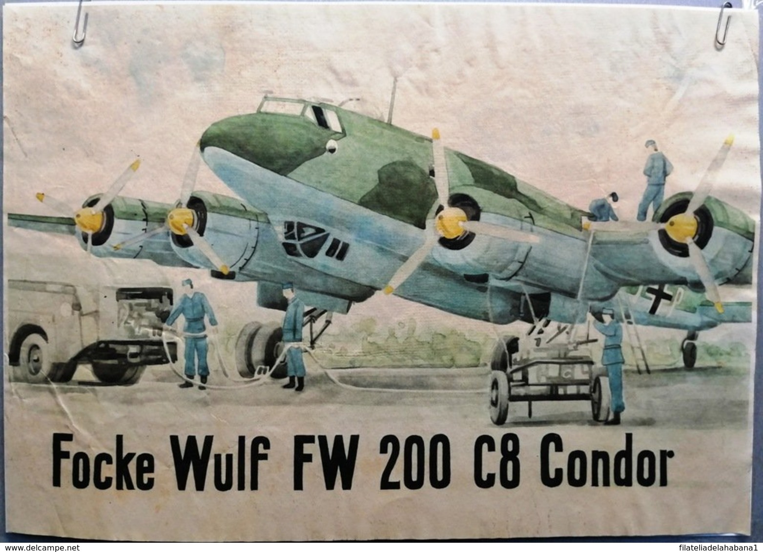 JK611 SPAIN ESPAÑA POSTER 42x29 Cm. CIVIL WAR CONDOR. FOCKE WULF AVION AIRPLANE. - 1939-45