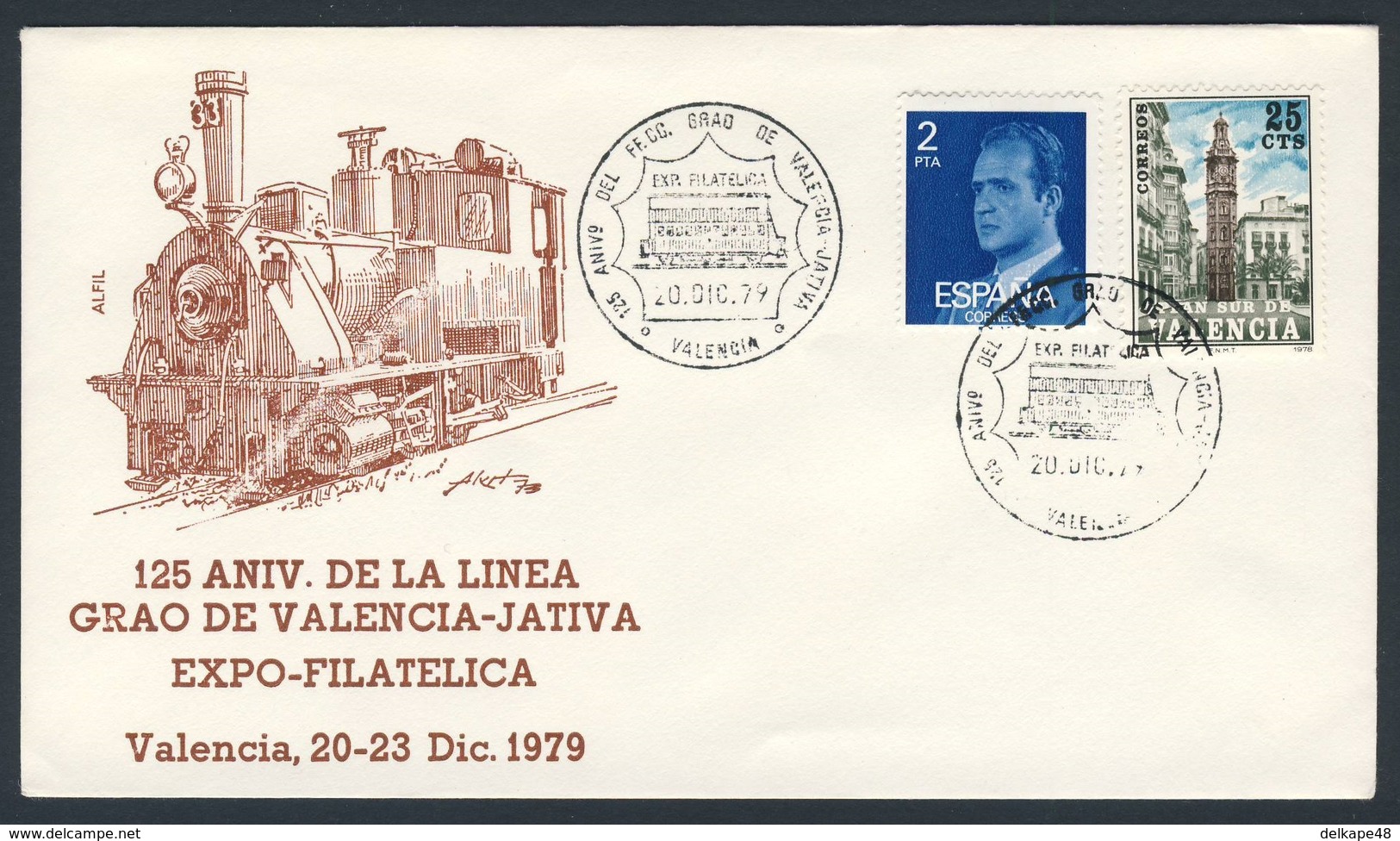 Spain Espana 1979 Cover Brief Enveloppe - 125 Aniv. Linea Grao De Valencia - Jativa / Eisenbahn / Railway - Treinen