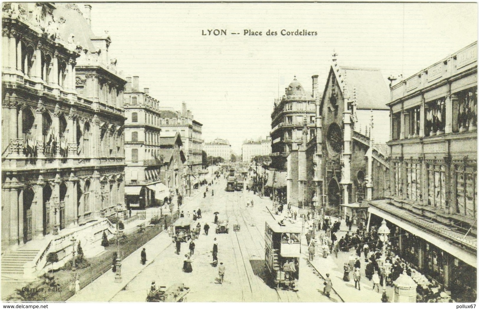 LOT 5 CPA DE LYON (RHÔNE) PLACE DE VILLEURBANNE. PLACE DES CORDELIERS. N-D DE FOURVIERE.PONT DU MIDI. TEMPLE PROTESTANT - Autres & Non Classés