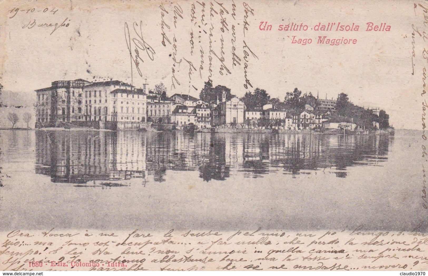 CARTOLINA - VERBANIA -  UN SALUTO DALL' ISOLA BELLA LAGO MAGGIORE - VIAGGIATA DA ARIZZANO  PER LA SPEZIA - Verbania