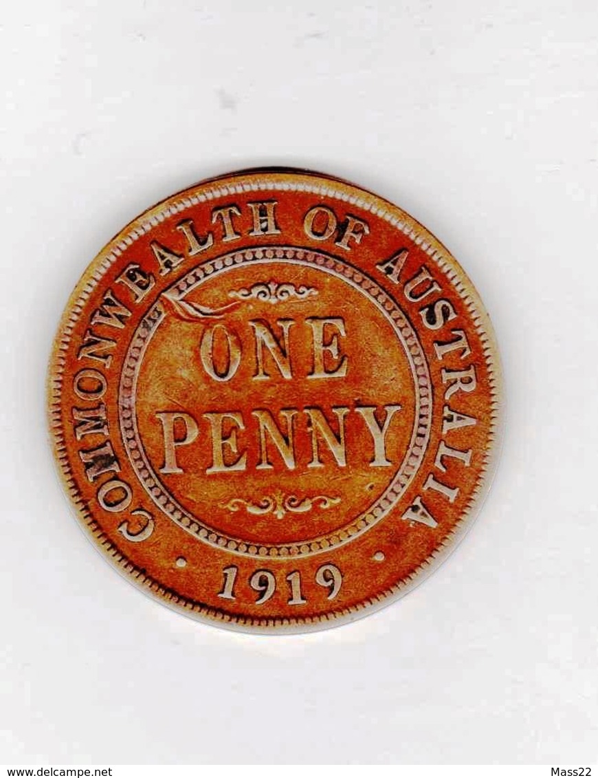 1 Penny 1919, King George V, VF, Rare With Print Matrix Defect - Penny