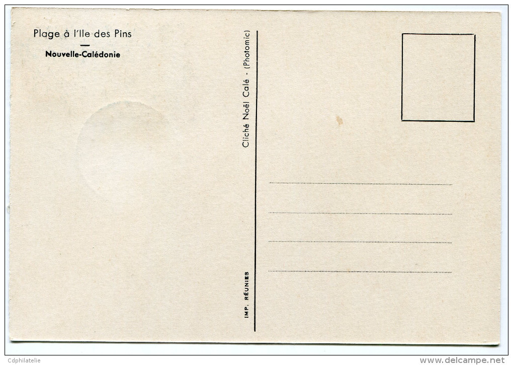 NOUVELLE-CALEDONIE CARTE- MAXIMUM DU PA 75 L'ILE AUX PINS OBLITERATION 1er JOUR NOUMEA 7 DECEMBRE 1964 - Maximum Cards
