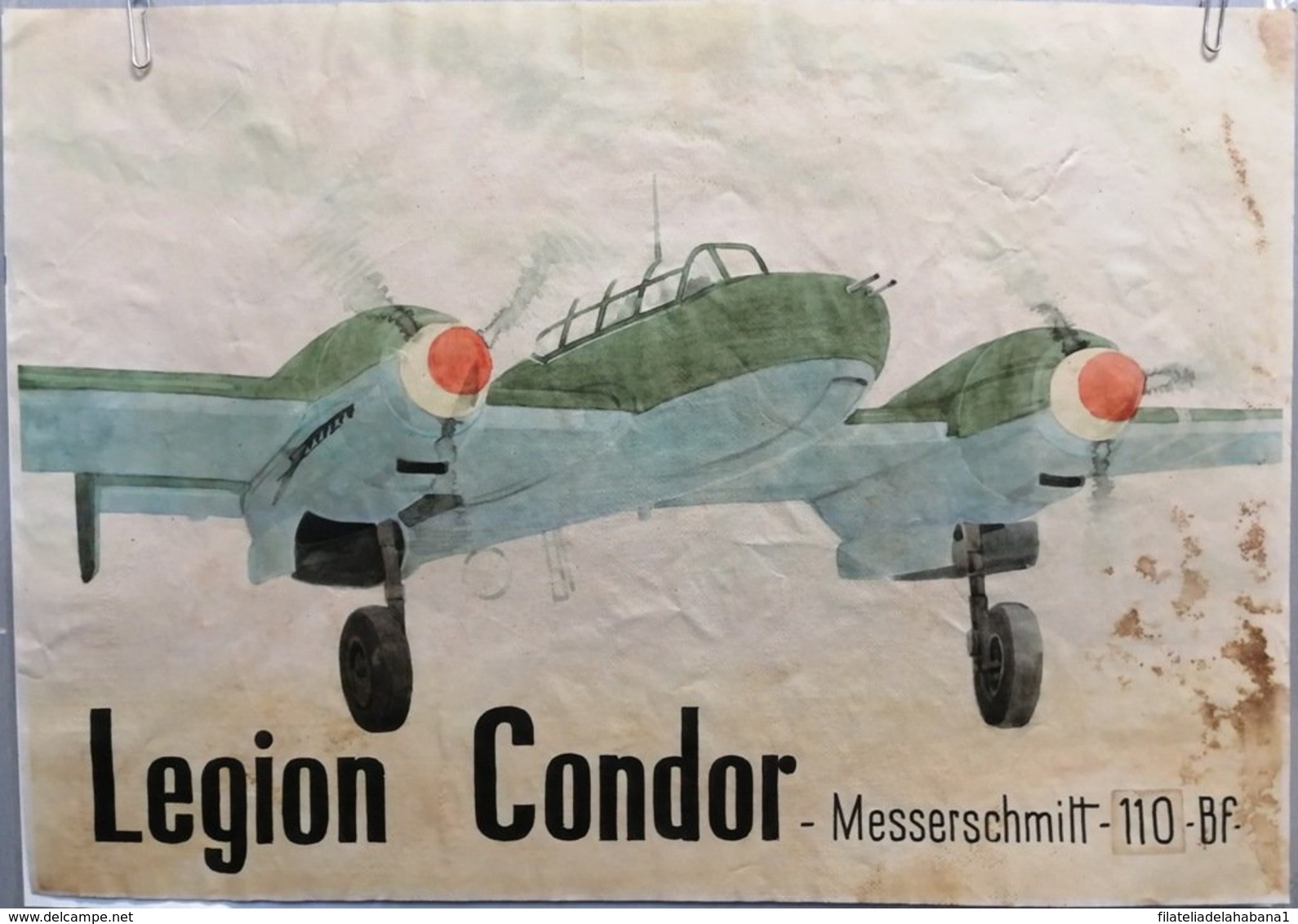 JK733 SPAIN ESPAÑA POSTER 42x29 Cm. CIVIL WAR. LEGION CONDOR. AVION MASSERSCHMITT. - 1939-45