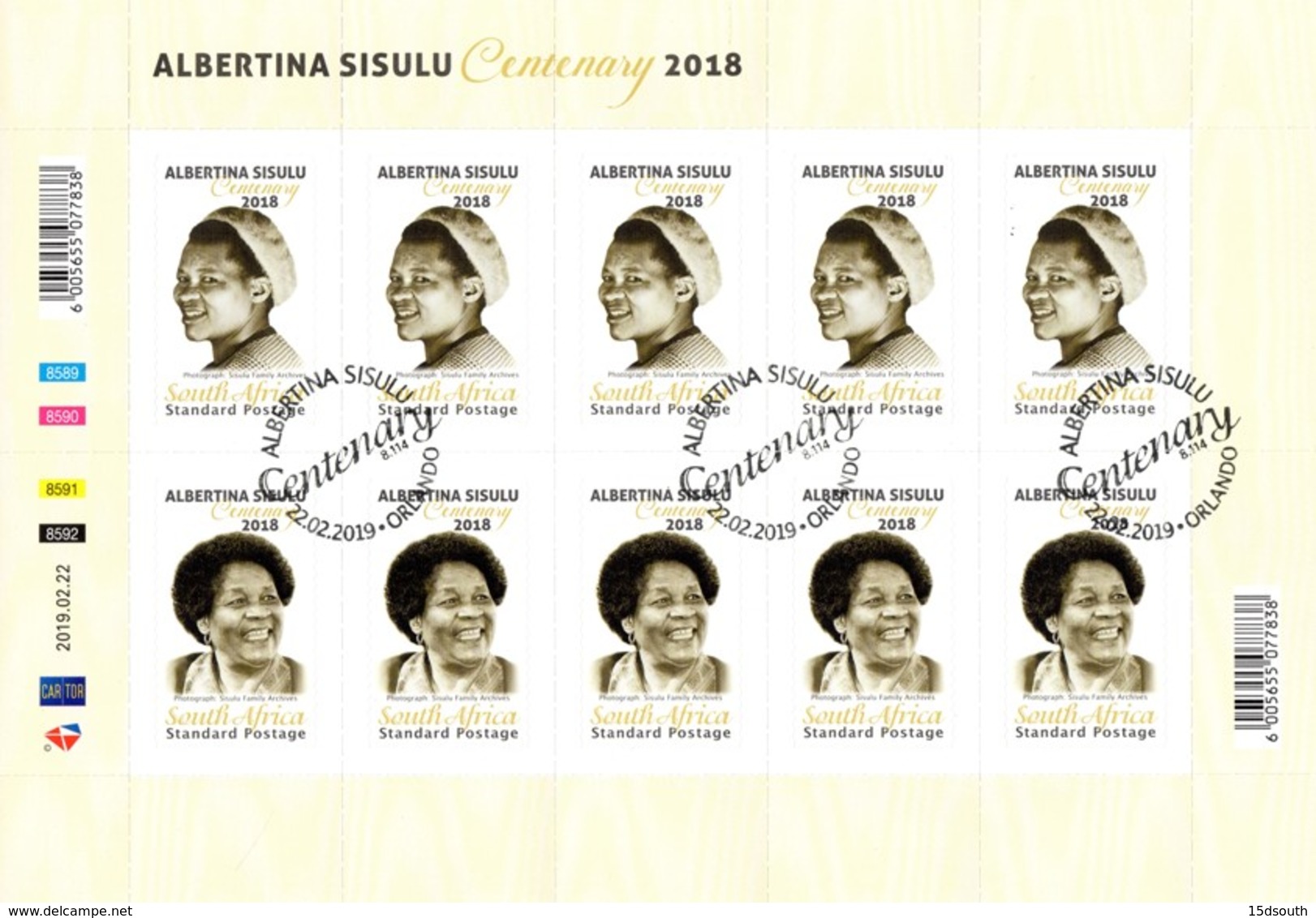 South Africa - 2019 Albertina Sisulu Sheet (o) - Gebruikt