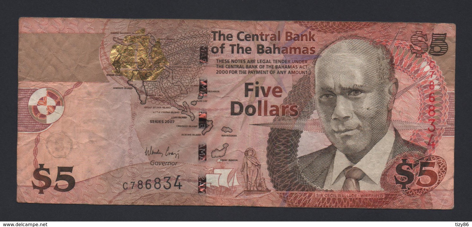 Banconota Bahamas - 5 Dollari 2007 Circolata - Bahamas