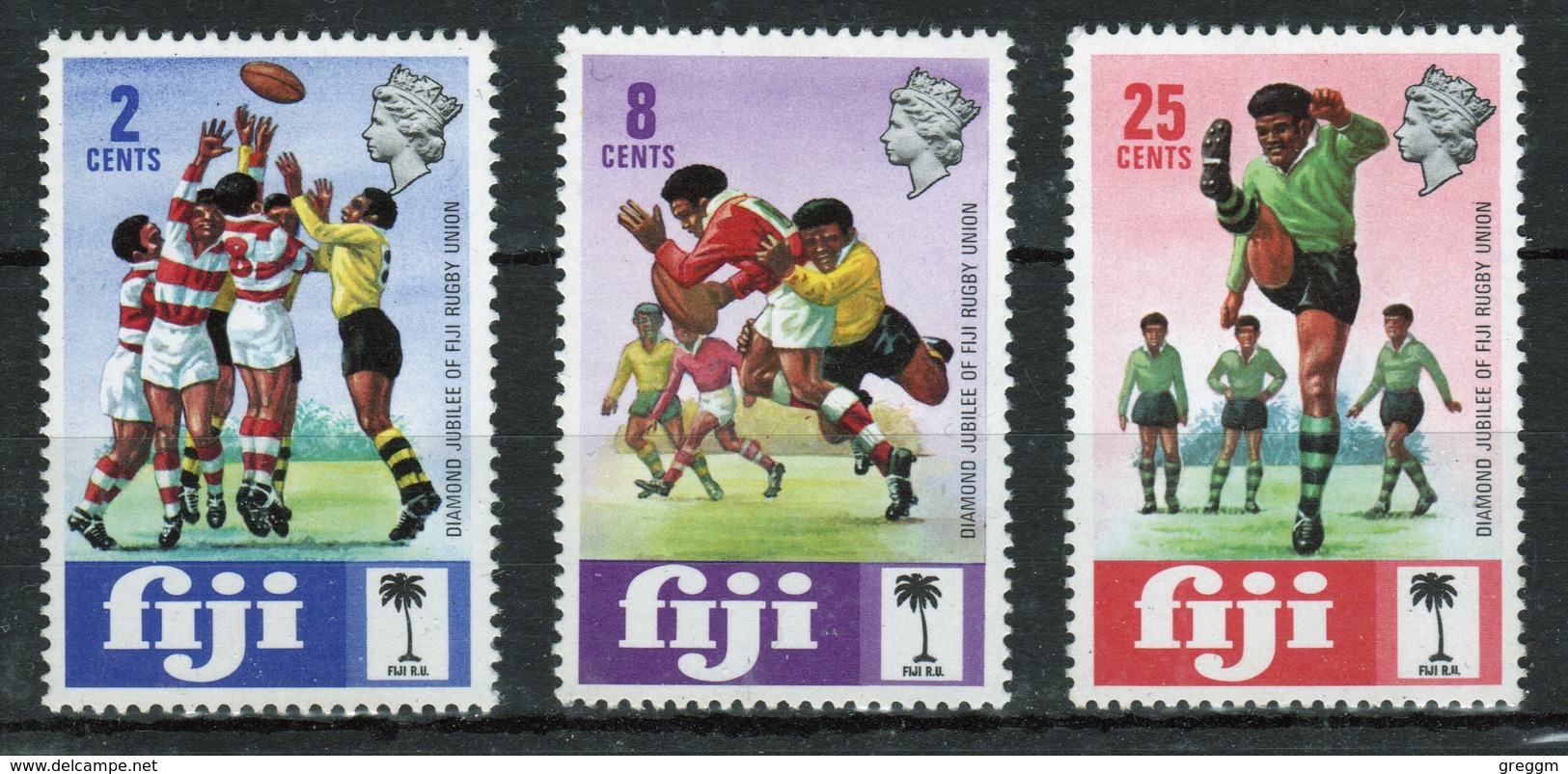 Fiji 1973 Set Of Stamps To Celebrate The Diamond Jubilee Of Rugby Union. - Fiji (1970-...)