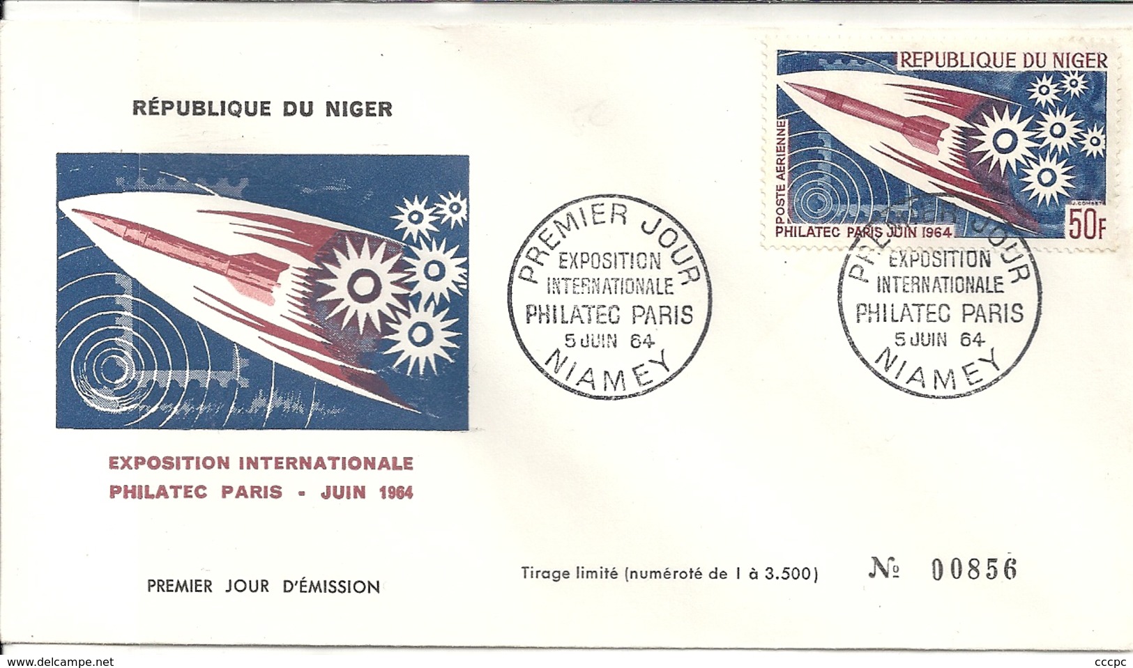 Niger Enveloppe Affranchie Premier Jour Poste Aérienne Exposition Philatec Paris - Niger (1960-...)