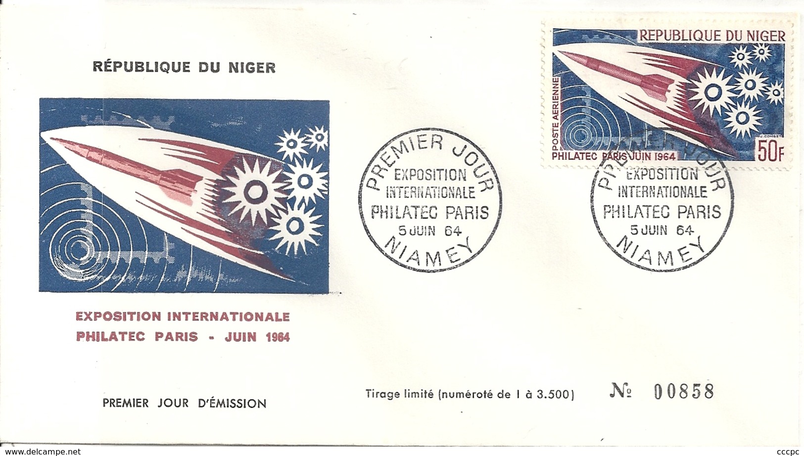Niger Enveloppe Affranchie Premier Jour Poste Aérienne Exposition Philatec Paris - Niger (1960-...)