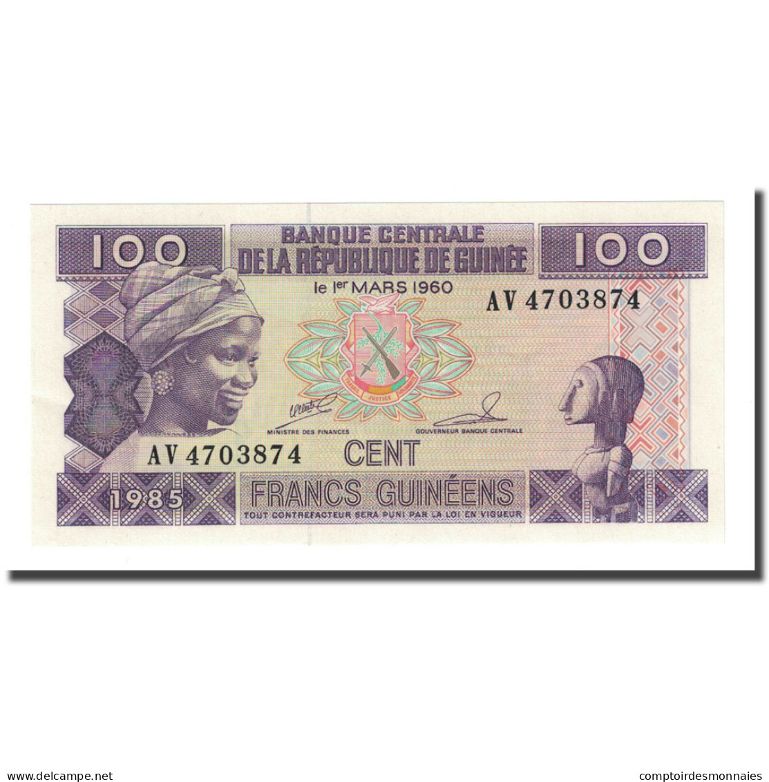 Billet, Guinea, 100 Francs, 1960-03-01, KM:30a, NEUF - Guinea