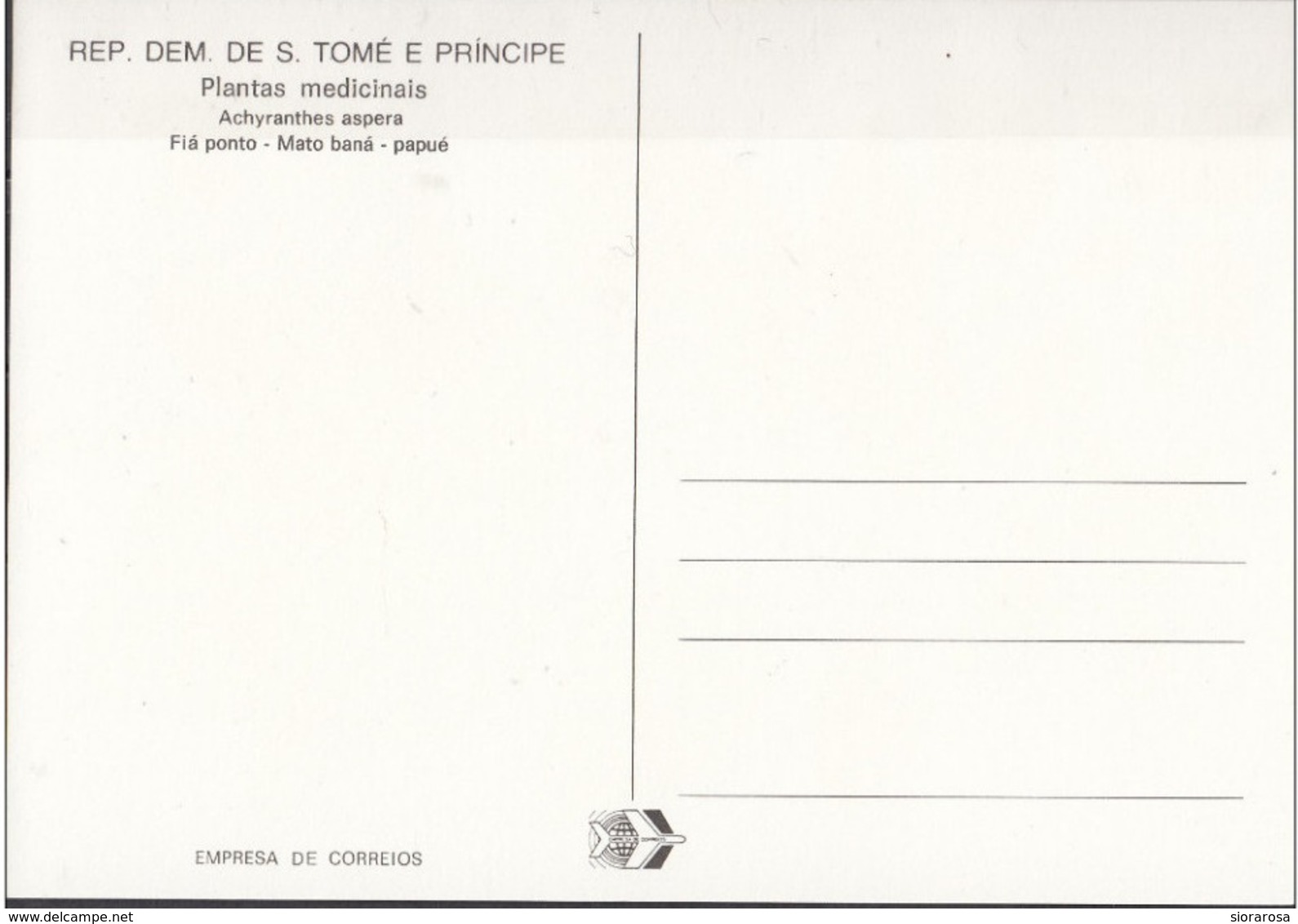 S. Tomé E Principe 1983 Sc. 721 Medicinal Plants Maximum Card Achyranthes Aspera Piante Medicinali Maxi - Sao Tomé E Principe