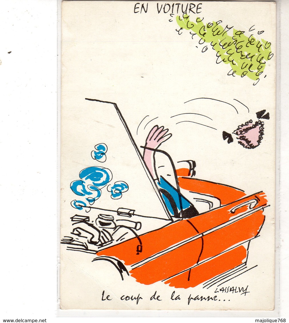 Cpm Illustrateur Robert Lassalvy - En Voiture - Le Coup De La Panne - - Lassalvy