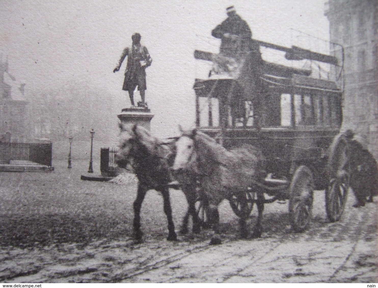 75 - PARIS - CARTE STEREO - " PLACE DU PANTHEON , OMNIBUS ATTELE DE CHEVAUX...  " - - Other & Unclassified