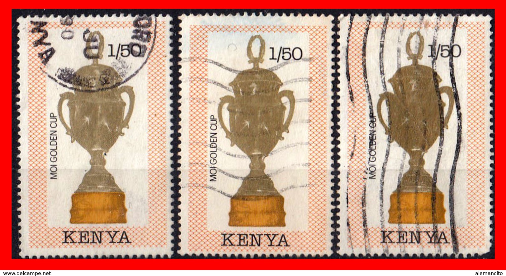 KENIA (AFRICA) 3 SELLOS AÑO 1990 FOOTBALL WORLD CUP  ITALY - TROPHIES - Kenia (1963-...)