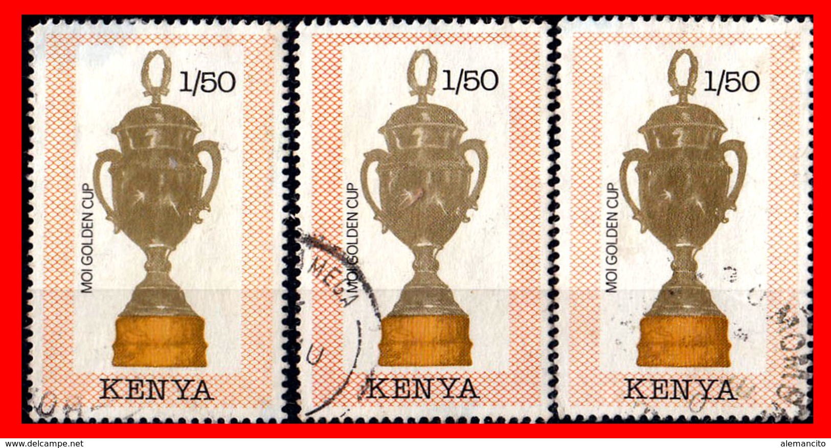 KENIA (AFRICA) 3 SELLOS AÑO 1990 FOOTBALL WORLD CUP  ITALY - TROPHIES - Kenia (1963-...)