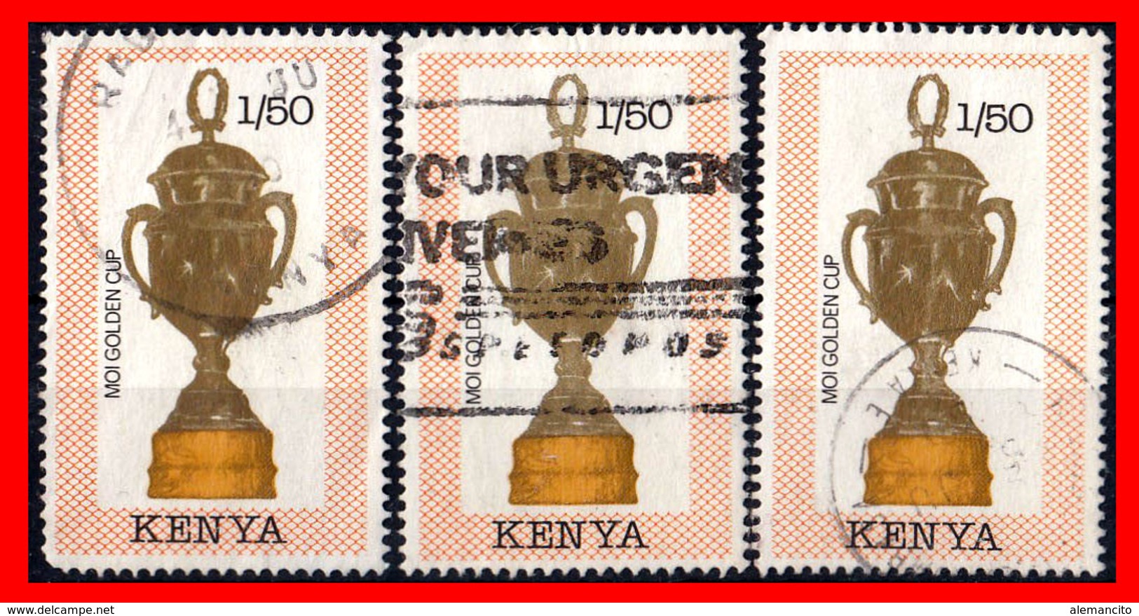 KENIA (AFRICA) 3 SELLOS AÑO 1990 FOOTBALL WORLD CUP  ITALY - TROPHIES - Kenia (1963-...)