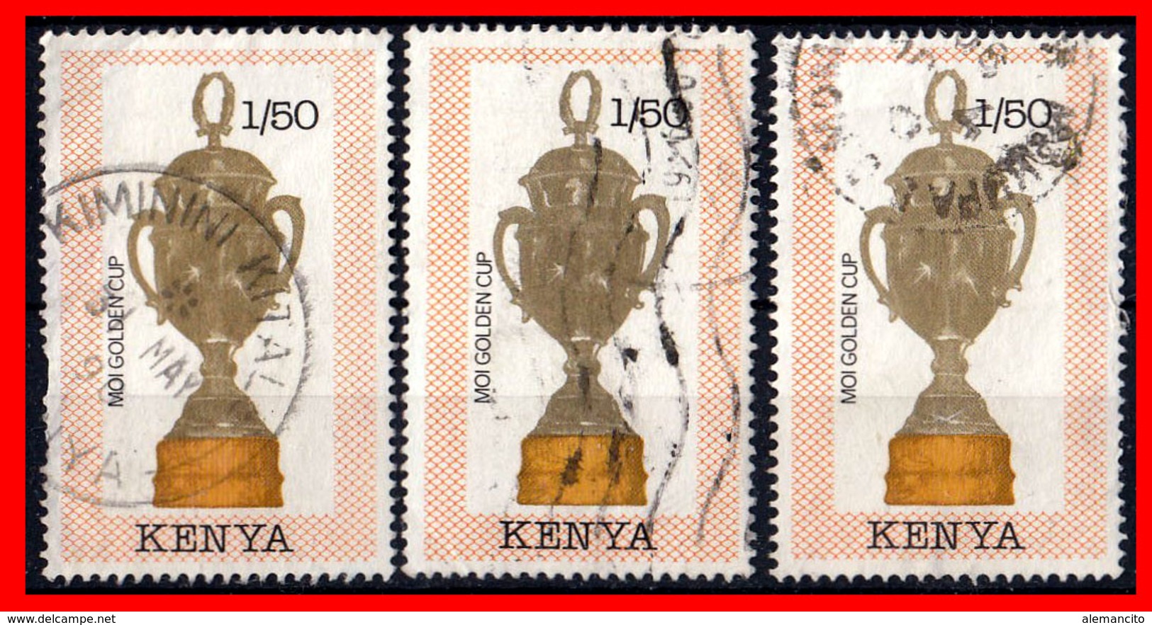 KENIA (AFRICA) 3 SELLOS AÑO 1990 FOOTBALL WORLD CUP  ITALY - TROPHIES - Kenia (1963-...)