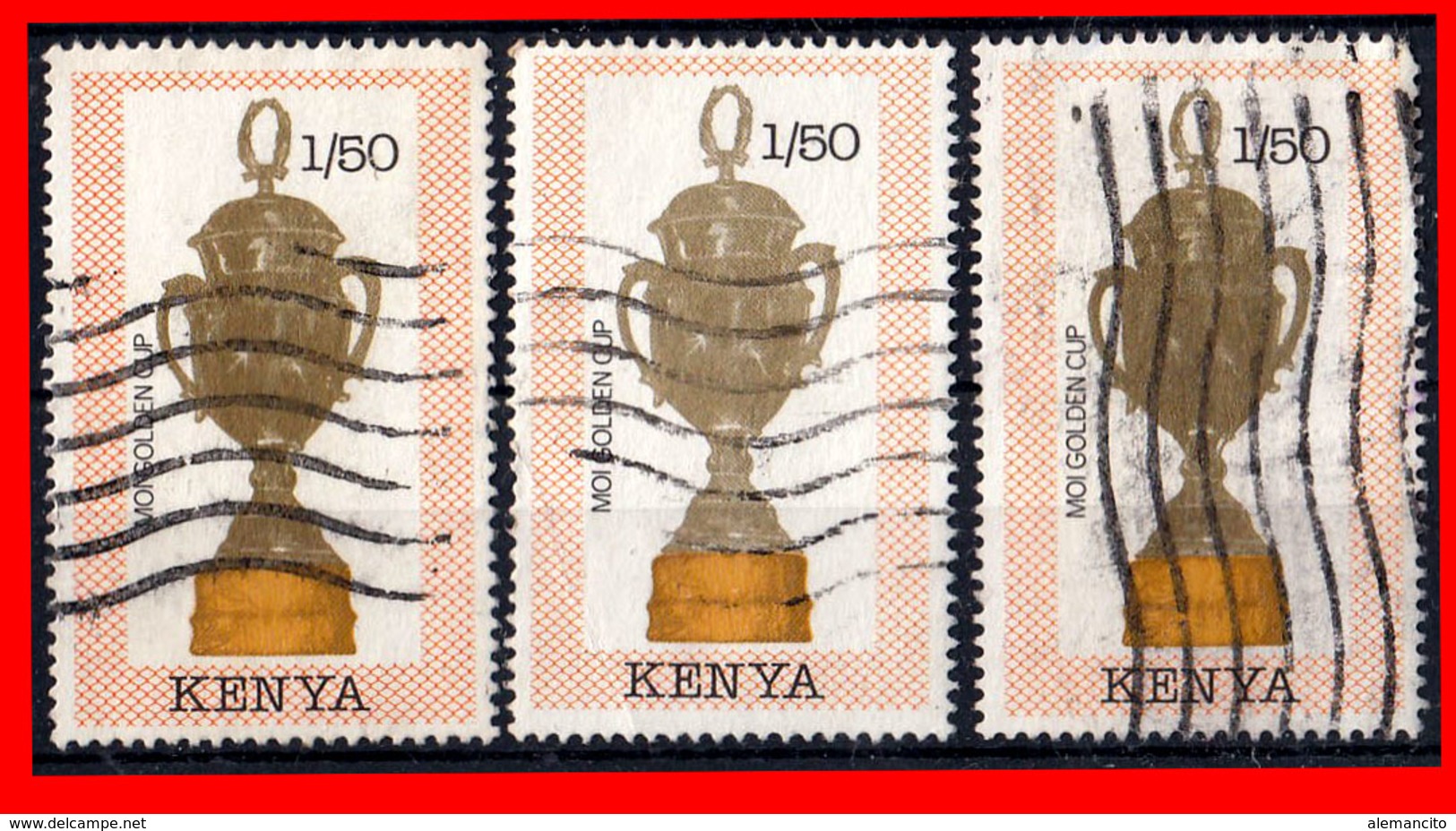 KENIA (AFRICA) 3 SELLOS AÑO 1990 FOOTBALL WORLD CUP  ITALY - TROPHIES - Kenia (1963-...)