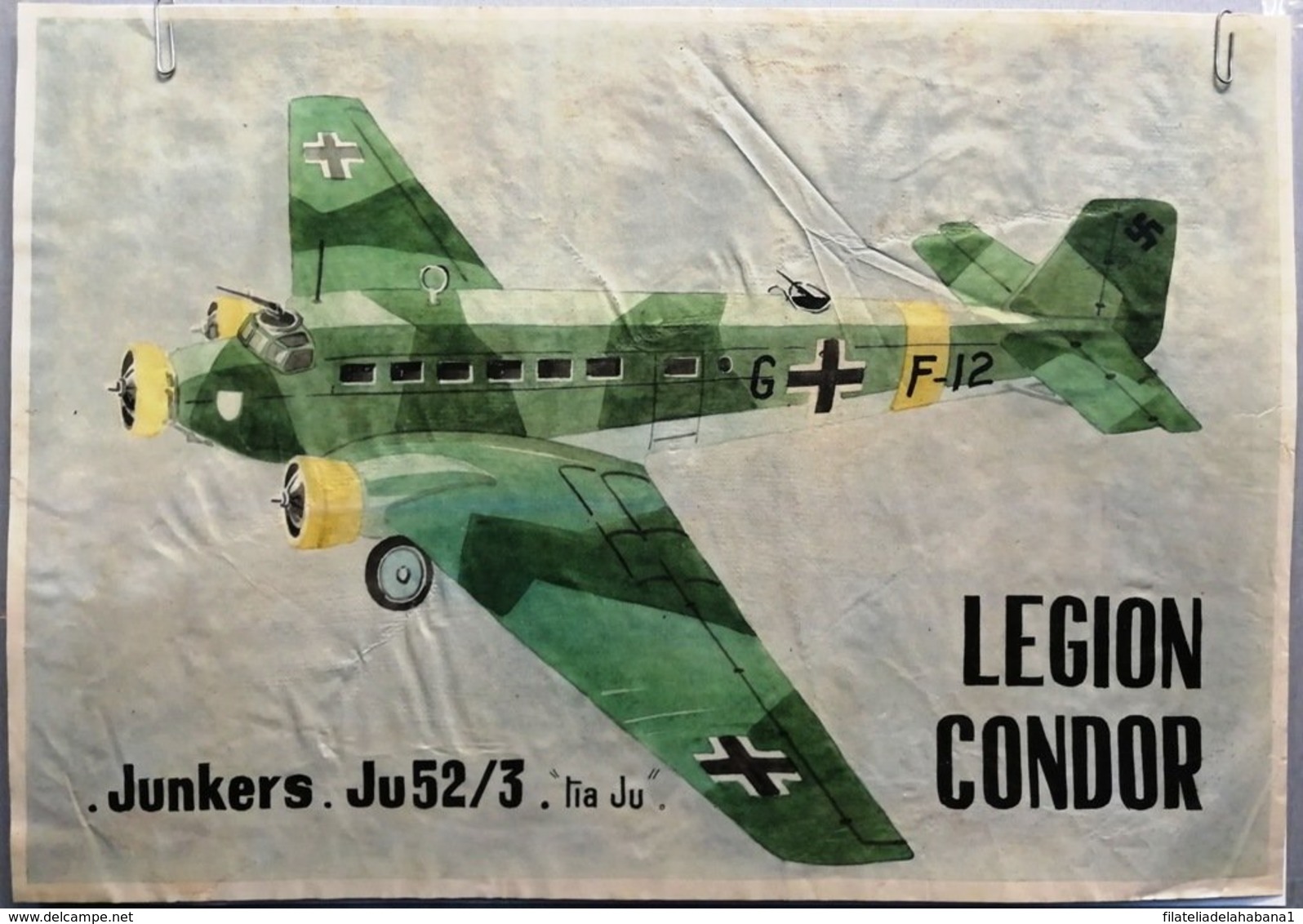 JK816 SPAIN ESPAÑA POSTER 42x29 Cm. CIVIL WAR CONDOR. JUNKERS JU52/3 AVION AIRPLANE - 1939-45