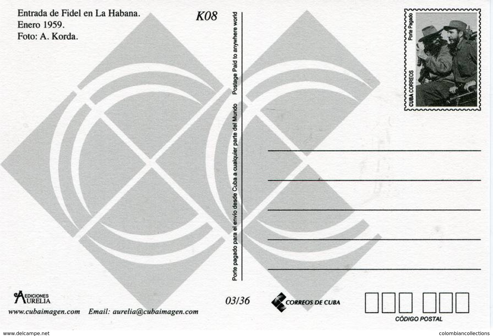 Lote PEP1272, Cuba, Entero Postal, Postcard, Stationery, 2013, Ediciones Aurelia, 3/36, Entrada De Fidel A La Habana - Cartes-maximum