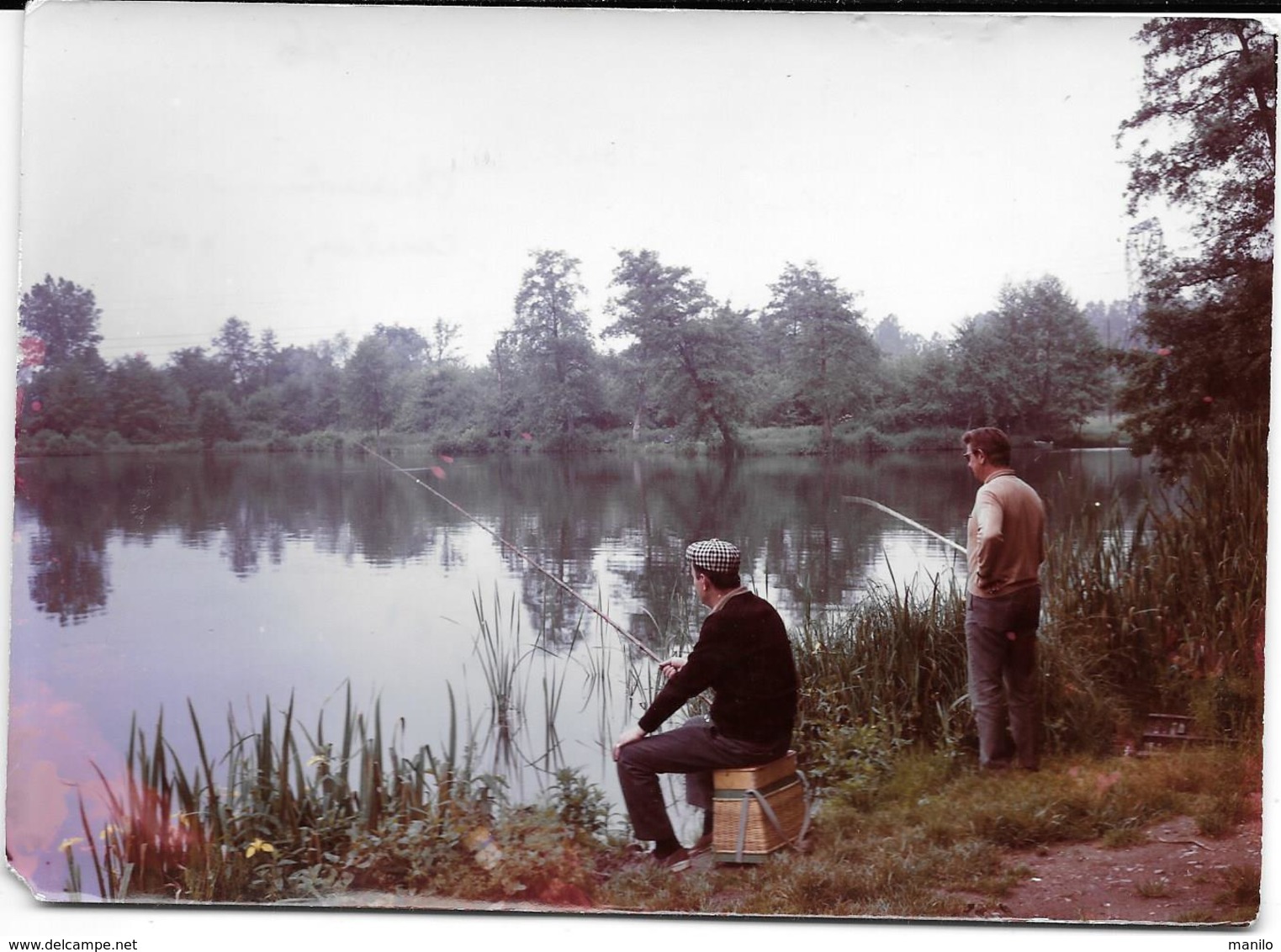 PECHE A LA LIGNE En ETANG à ST POURCAIN SUR SIOULE (2 Pêcheurs) PHOTO ORIGINALE UNIQUE Années 60 COMBIER IMP MACON - CIM - Deportes