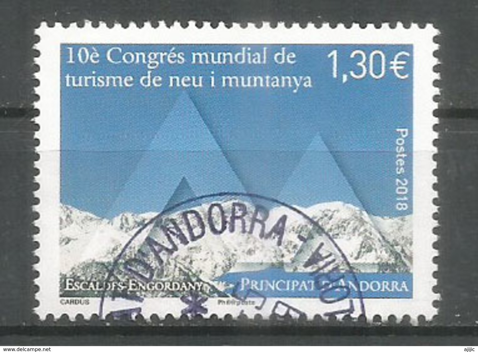 Congrès Mondial De Tourisme De Neige Et De Montagne,Andorra,mars 2018.  Un Timbre Oblitéré 1 ère Qualité - Gebruikt