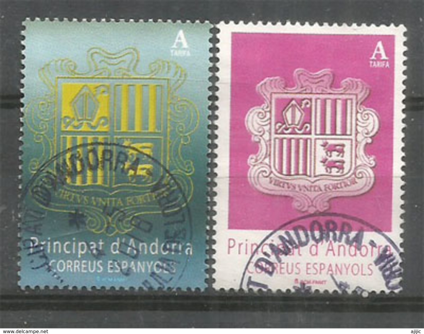 ANDORRA. Nouveaux Blasons D'Andorre 2018. Deux Timbres Obliteres, 1 Ere Qualité. AND.ESP - Used Stamps