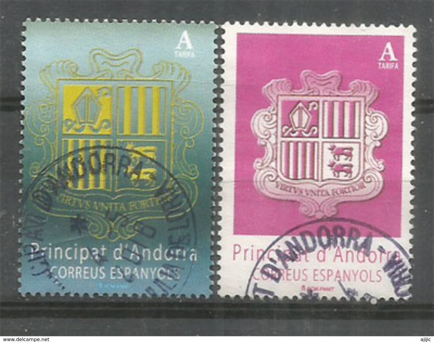 ANDORRA. Nouveaux Blasons D'Andorre 2018. Deux Timbres Obliteres, 1 Ere Qualité. AND.ESP - Gebruikt