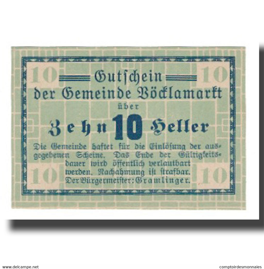 Billet, Autriche, Vöcklamarkt O.Ö. Gemeinde, 10 Heller, N.D, SPL, Mehl:1117Ia - Autriche