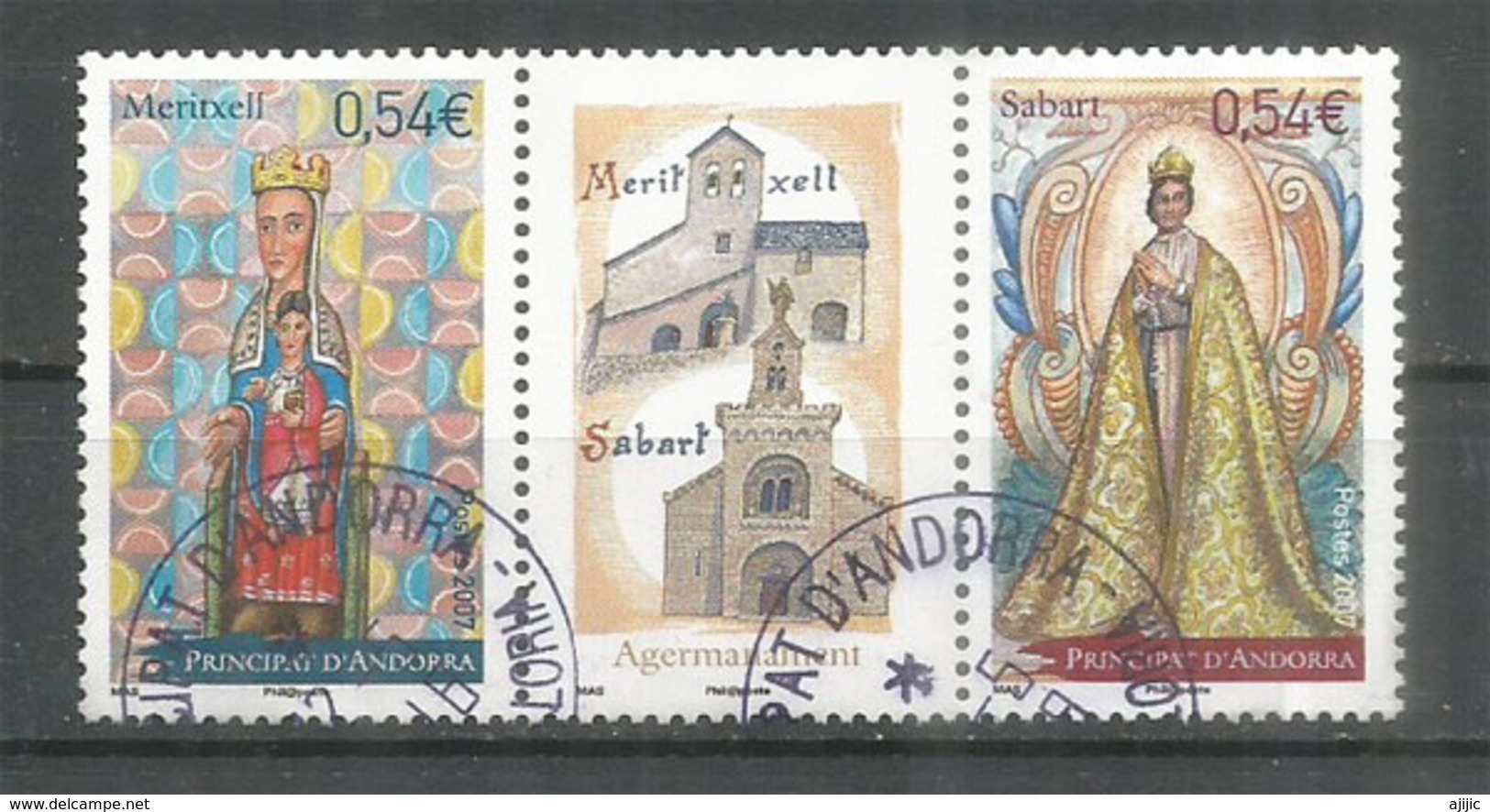 Jumelage Du Sanctuaire N-D De Meritxell,Andorre,  & N-D De Sabart En Ariège. Bande Oblitérée 1 ère Qualité - Used Stamps